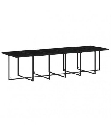 vidaXL 17 Piece Garden Dining Set with Cushions Black Poly Rattan