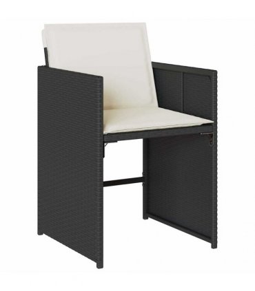 vidaXL 17 Piece Garden Dining Set with Cushions Black Poly Rattan