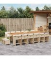 vidaXL 17 Piece Garden Dining Set with Cushions Beige Poly Rattan