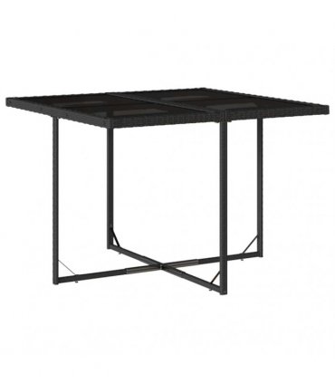 vidaXL 9 Piece Garden Dining Set with Cushions Black Poly Rattan