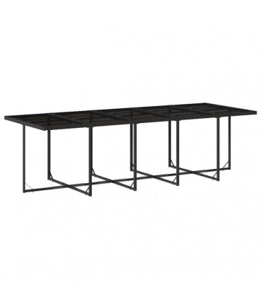 vidaXL 15 Piece Garden Dining Set with Cushions Black Poly Rattan