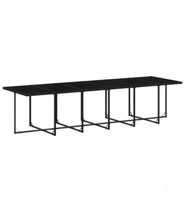 vidaXL 17 Piece Garden Dining Set with Cushions Black Poly Rattan