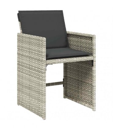 vidaXL 17 Piece Garden Dining Set with Cushions Light Grey Poly Rattan