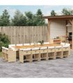 vidaXL 17 Piece Garden Dining Set with Cushions Beige Poly Rattan