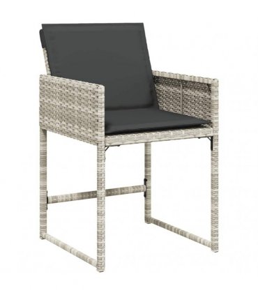 vidaXL 5 Piece Garden Dining Set with Cushions Light Grey Poly Rattan