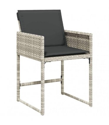 vidaXL 9 Piece Garden Dining Set with Cushions Light Grey Poly Rattan