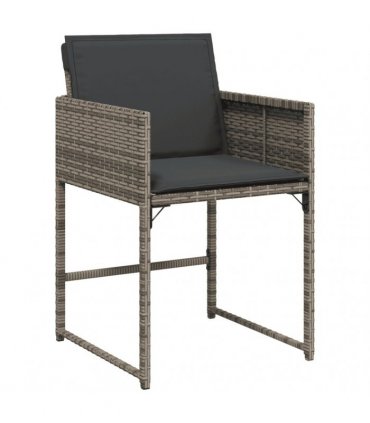 vidaXL 11 Piece Garden Dining Set with Cushions Grey Poly Rattan
