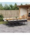 vidaXL 11 Piece Garden Dining Set with Cushions Black Poly Rattan