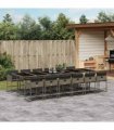 vidaXL 13 Piece Garden Dining Set with Cushions Grey Poly Rattan