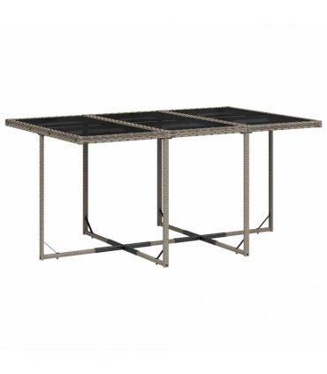 vidaXL 11 Piece Garden Dining Set with Cushions Grey Poly Rattan