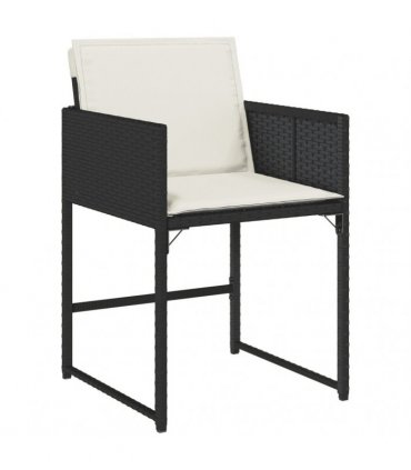 vidaXL 11 Piece Garden Dining Set with Cushions Black Poly Rattan