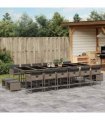 vidaXL 17 Piece Garden Dining Set with Cushions Grey Poly Rattan