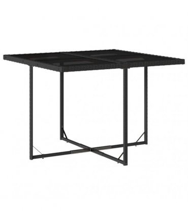 vidaXL 9 Piece Garden Dining Set with Cushions Black Poly Rattan