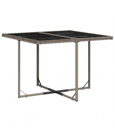 vidaXL 9 Piece Garden Dining Set with Cushions Grey Poly Rattan