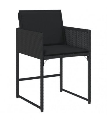 vidaXL 11 Piece Garden Dining Set with Cushions Black Poly Rattan