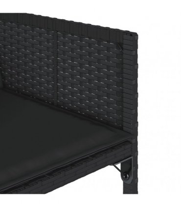 vidaXL 11 Piece Garden Dining Set with Cushions Black Poly Rattan