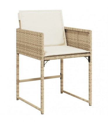 vidaXL 13 Piece Garden Dining Set with Cushions Beige Poly Rattan