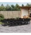 vidaXL 17 Piece Garden Dining Set with Cushions Black Poly Rattan