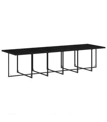 vidaXL 17 Piece Garden Dining Set with Cushions Black Poly Rattan