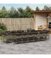 vidaXL 17 Piece Garden Dining Set with Cushions Grey Poly Rattan