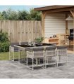vidaXL 7 Piece Garden Dining Set with Cushions Light Grey Poly Rattan