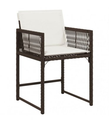 vidaXL 13 Piece Garden Dining Set with Cushions Brown Poly Rattan