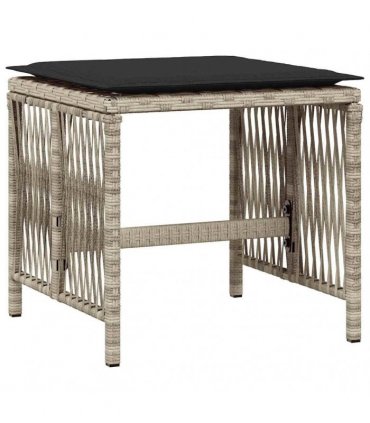 vidaXL 11 Piece Garden Dining Set with Cushions Light Grey Poly Rattan