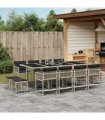 vidaXL 13 Piece Garden Dining Set with Cushions Light Grey Poly Rattan