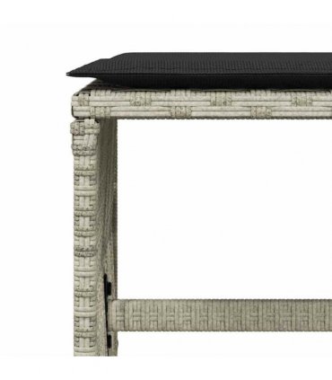 vidaXL 15 Piece Garden Dining Set with Cushions Light Grey Poly Rattan