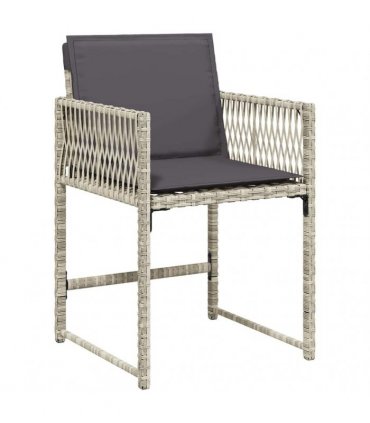 vidaXL 17 Piece Garden Dining Set with Cushions Light Grey Poly Rattan