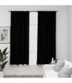 vidaXL Linen-Look Blackout Curtains with Hooks 2 pcs Black 140x175 cm