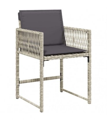 vidaXL 13 Piece Garden Dining Set with Cushions Light Grey Poly Rattan