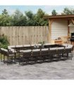 vidaXL 17 Piece Garden Dining Set with Cushions Brown Poly Rattan