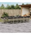 vidaXL 17 Piece Garden Dining Set with Cushions Light Grey Poly Rattan