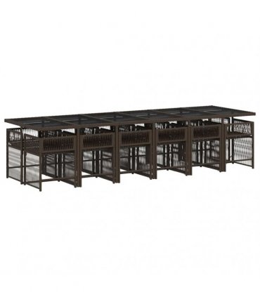 vidaXL 13 Piece Garden Dining Set with Cushions Brown Poly Rattan