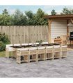 vidaXL 13 Piece Garden Dining Set with Cushions Beige Poly Rattan