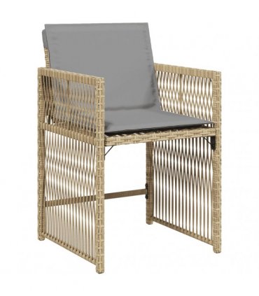 vidaXL 17 Piece Garden Dining Set with Cushions Mix Beige Poly Rattan