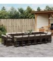 vidaXL 17 Piece Garden Dining Set with Cushions Brown Poly Rattan