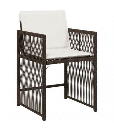vidaXL 17 Piece Garden Dining Set with Cushions Brown Poly Rattan