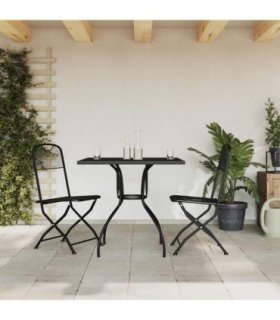 vidaXL 3 Piece Garden Dining Set Anthracite Metal Mesh
