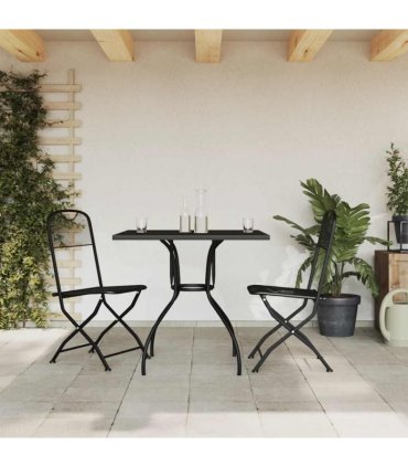 vidaXL 3 Piece Garden Dining Set Anthracite Metal Mesh