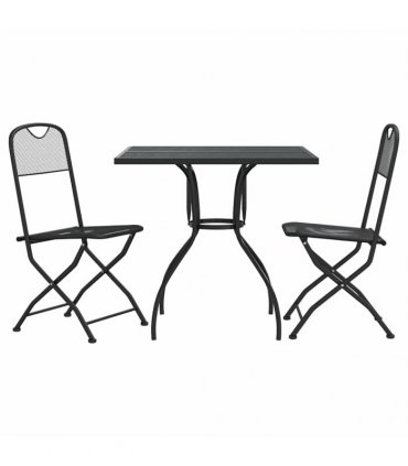 vidaXL 3 Piece Garden Dining Set Anthracite Metal Mesh