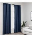 vidaXL Linen-Look Blackout Curtains with Hooks 2 pcs Blue 140x225 cm