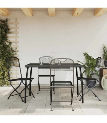 vidaXL 5 Piece Garden Dining Set Anthracite Metal Mesh