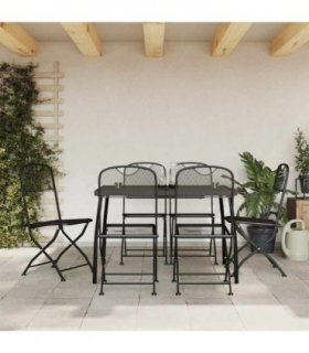vidaXL 7 Piece Garden Dining Set Anthracite Metal Mesh