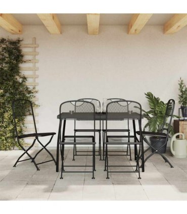 vidaXL 7 Piece Garden Dining Set Anthracite Metal Mesh