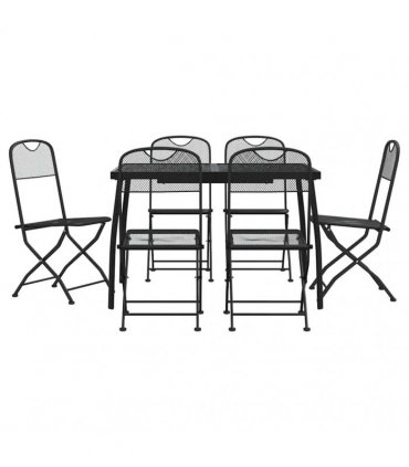 vidaXL 7 Piece Garden Dining Set Anthracite Metal Mesh