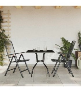vidaXL 3 Piece Garden Dining Set Anthracite Metal Mesh
