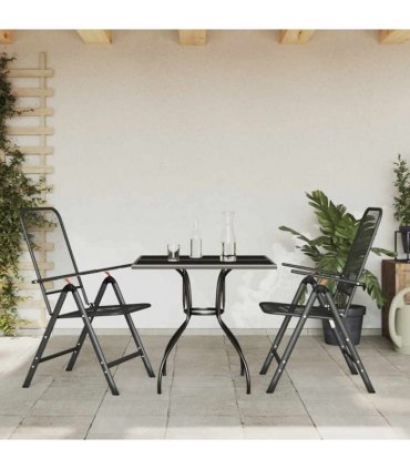 vidaXL 3 Piece Garden Dining Set Anthracite Metal Mesh