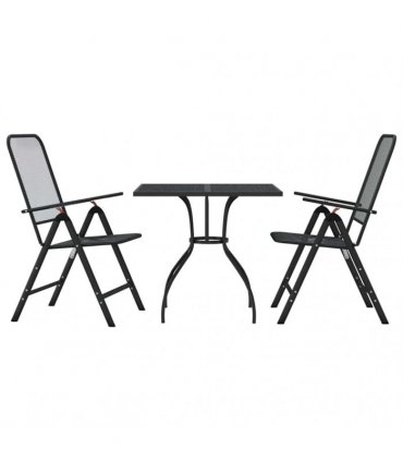 vidaXL 3 Piece Garden Dining Set Anthracite Metal Mesh
